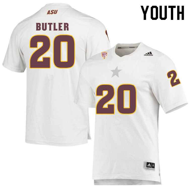 Youth #20 Darien ButlerArizona State Sun Devils College Football Jerseys Sale-White - Click Image to Close